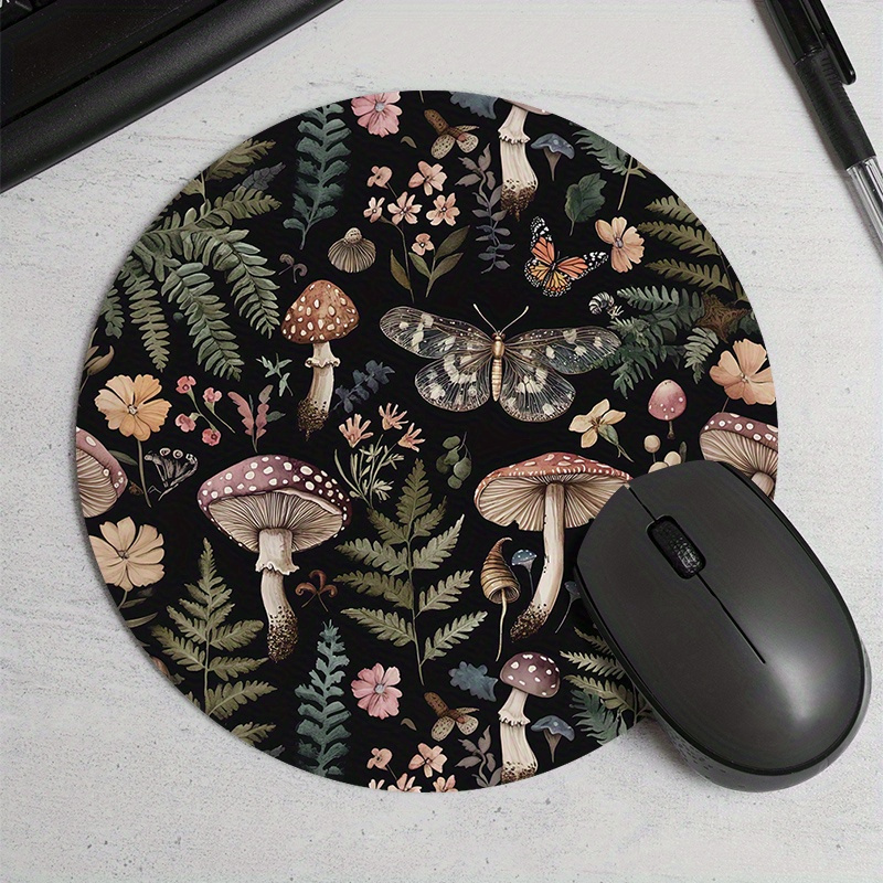 Desk Setup Office - Round Forest Plant Mouse Pad Rubber