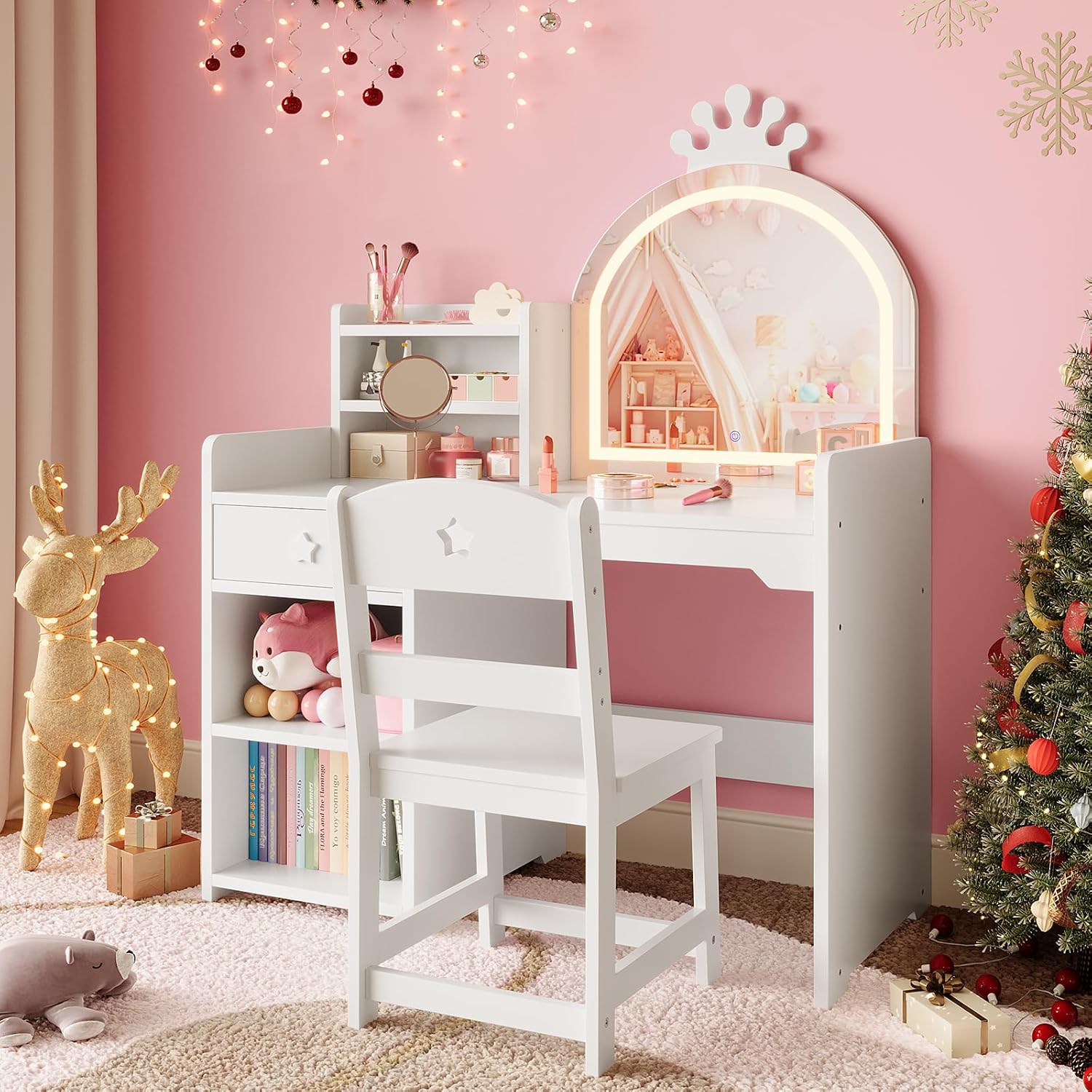 Kids Vanity Set with Lighted M - Desk Setup Girl recension och pris