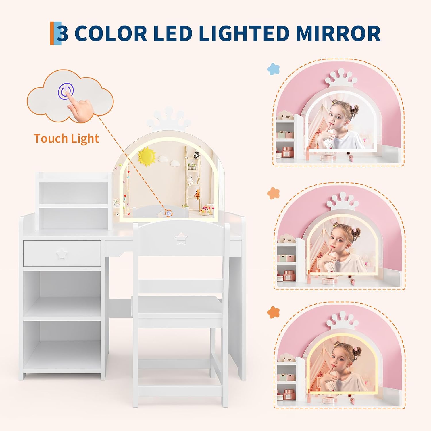 Kids Vanity Set with Lighted M - Desk Setup Girl recension och pris