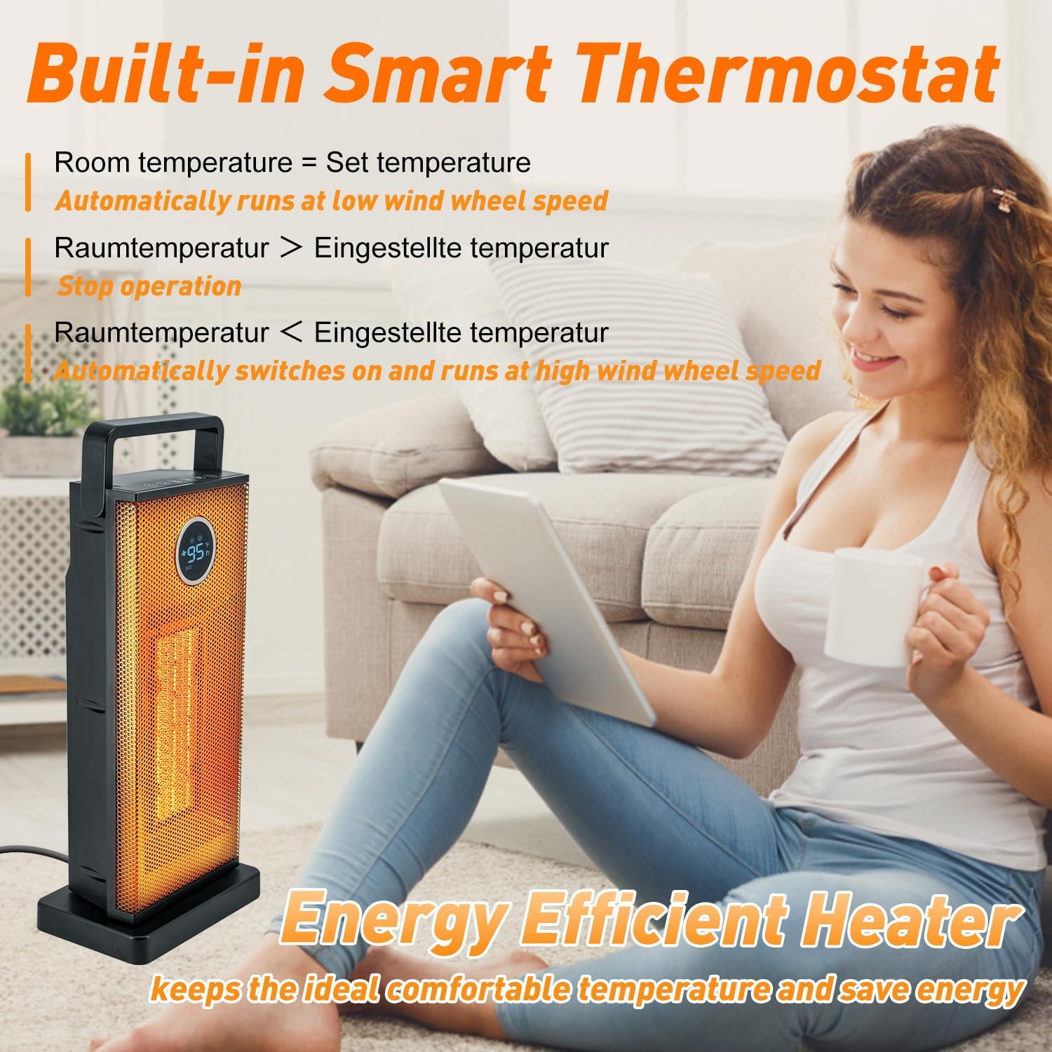 Room Heater 1500W Large Portab - Desk Setup Gear recension och pris
