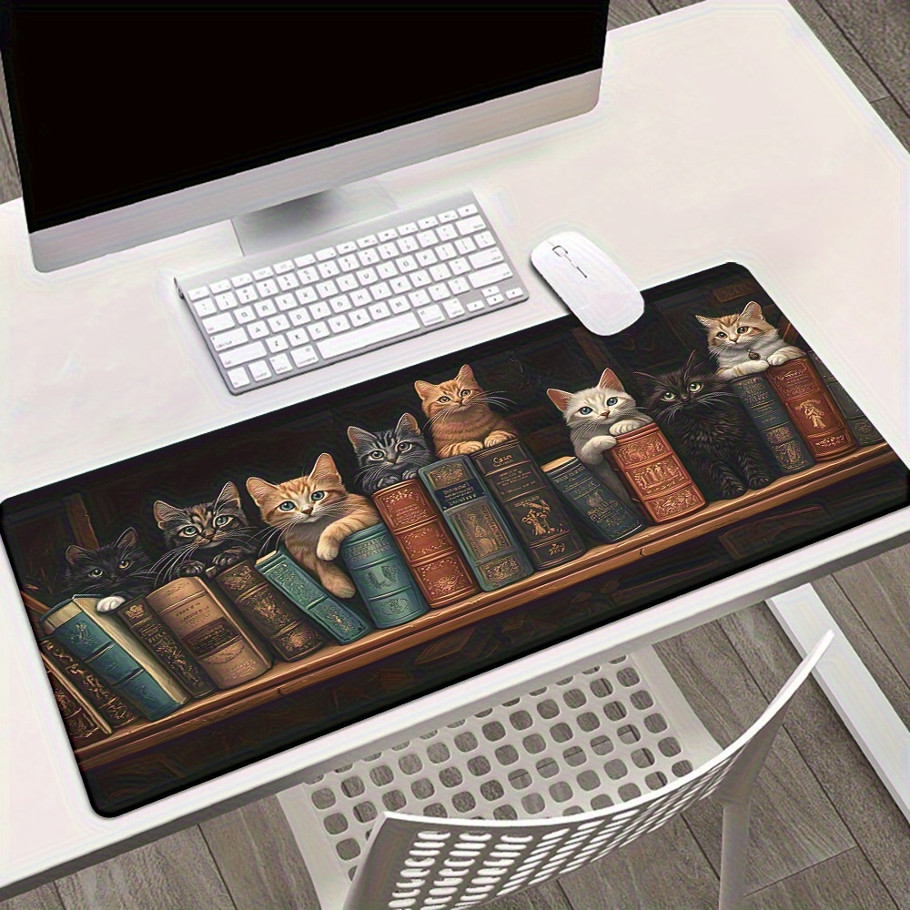 Cute Cats on Books Mouse Pad O - Desk Setup Books recension och pris