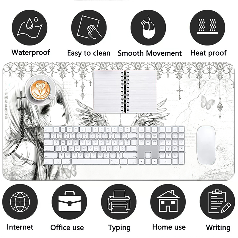 Leather Mousepad Black White A - Desk Setup Rug recension och pris